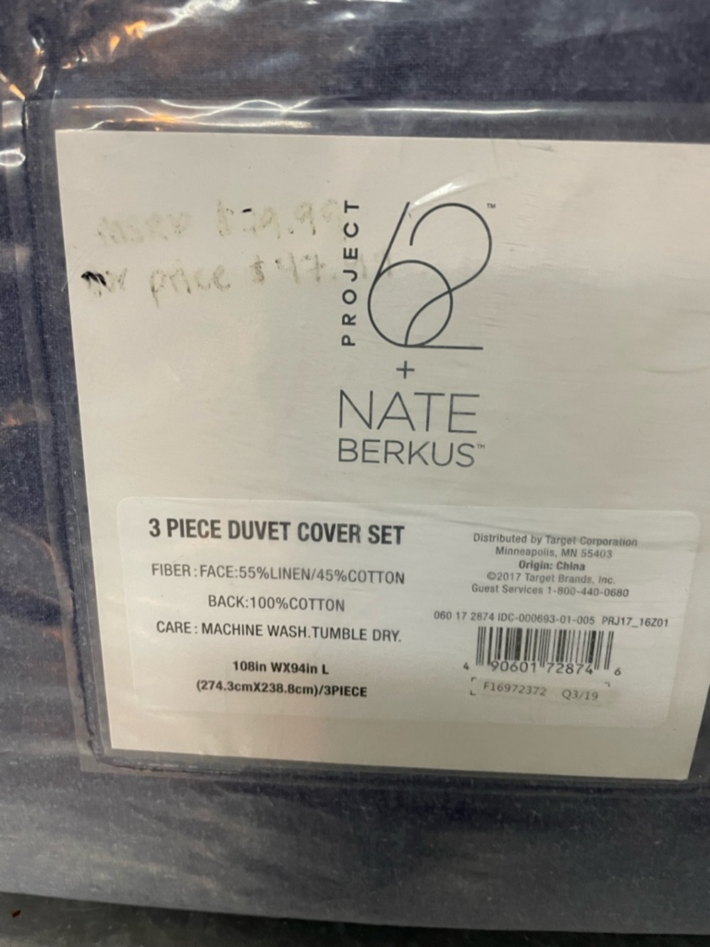 Nate Berkus Navy 3-Piece Duvet Cover Set